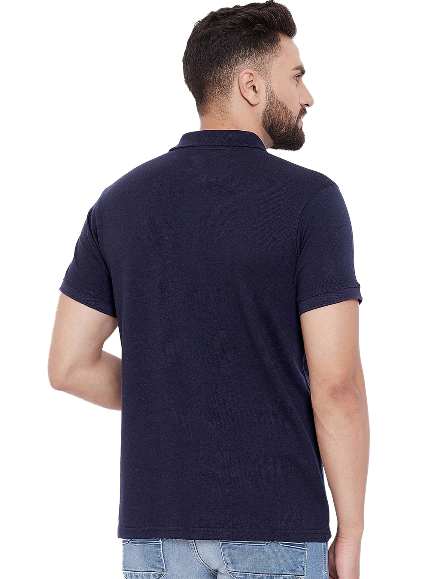 Cotton Blend Solid Half Sleeves Mens Polo T-Shirt