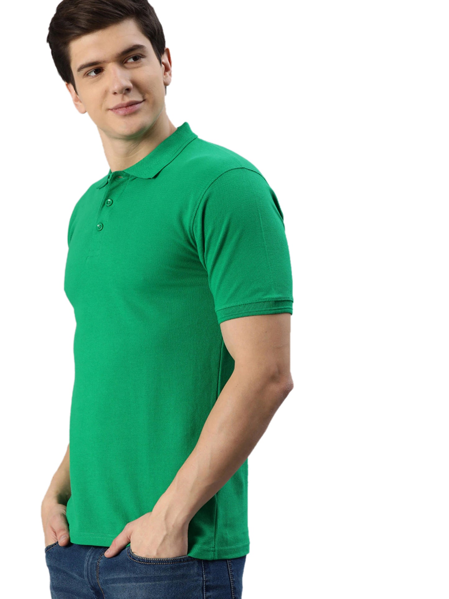 Cotton Blend Solid Half Sleeves Mens Polo T-Shirt